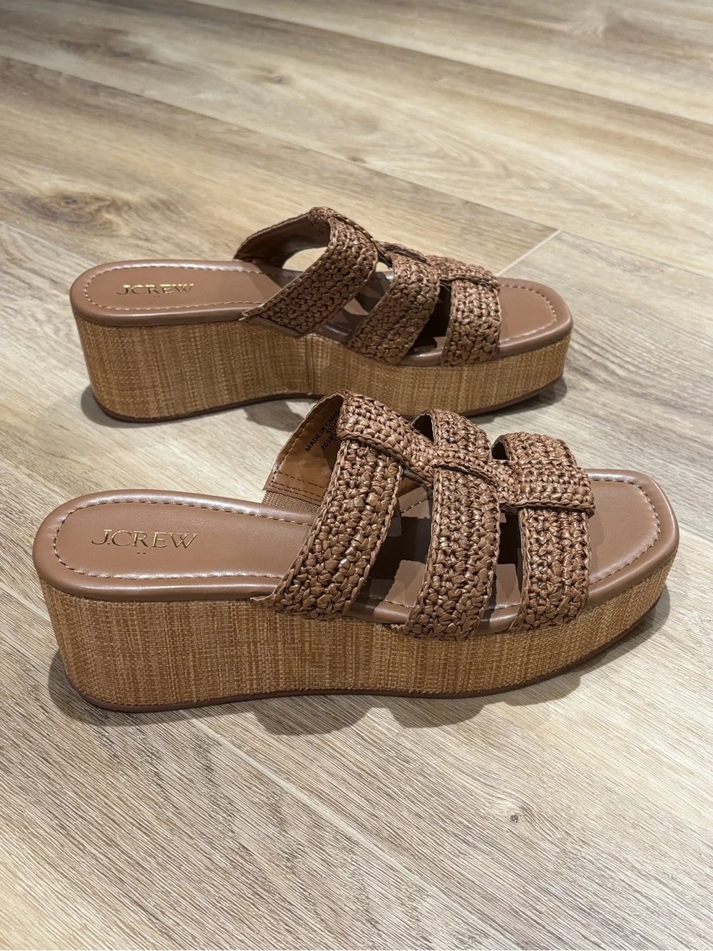 NWOB J. Crew Factory Fisherman flat-form wedges, size 9 Cedar Wood